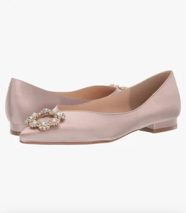 Betsey Johnson Satin Brooch Diana Point Toe Flats - Picture 1 of 2