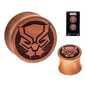 Officially Licensed Marvel Schwarz Panther Doppel Flare Sawo Holz Plugs - Photo 1/2