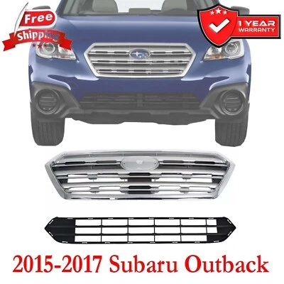 Front Bumper Grille Set For 2015-2017 Subaru Outback Upper & Lower 2pc Foto 1 de 4