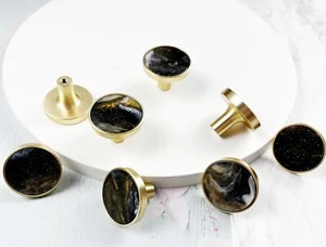 Decorative Round Cabinet Knobs Gold Drawer Knob Handles Acrylic Cupboard Pull... - Picture 1 of 7