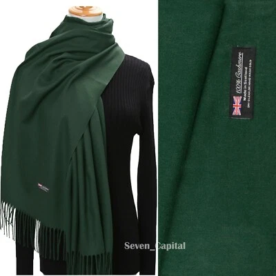 Mujeres Hombres 100% Cachemira Escocia Gran Tamaño Manta Lana Bufanda Chal Envoltura Sólido Foto 1 de 4
