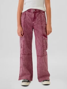 Gap Kids Low Rise Stride Baggy Acid Wash Red Cargo Jeans Y2K 90’s - Picture 1 of 11