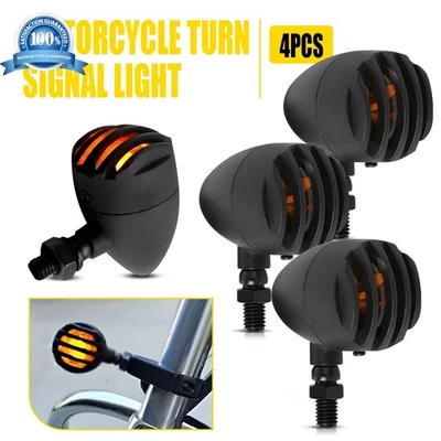 4X Universal Motorcycle Amber Turn Signal Indicator Light For Suzuki Kawasaki - Image 1 of 4