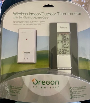 Oregon Wireless Indoor Outdoor Thermometer Atomic Clock RMR182NA Sealed NEW - Image 1 of 2