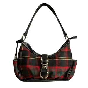 Chaps Y2K Mini Shoulder Bag Red Tartan Plaid Purse Academia Preppy Grunge Goth - Picture 1 of 14