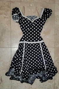 Schwarz-weiß gepunktet Skaten Tanz Ballett Badeanzug Kleid C/M - Bild 1 von 3