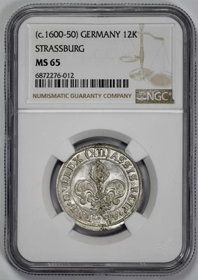 c 1600-50 Germany 12 Kreuzer Strassburg NGC MS 65 Top Pop - Image 1 of 4