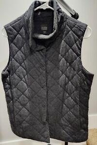 Eileen Fisher Women's Gray Quilted Cotton Vest - Size Small - Snap Closure