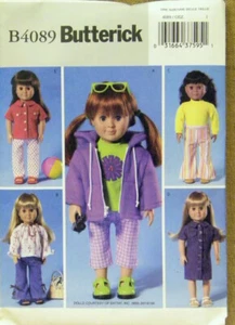 BUTTERICK PATTERN 4089  JACKET DRESS TOP CAPRIS HIPPY FIT 18" DOLLS  CUT - Picture 1 of 2