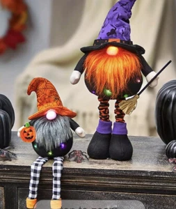 Lighted gnomes Statues Figurines Halloween Decoration Prop Set Of Two - Picture 1 of 9