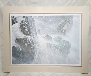 VINTAGE ROBERT BATEMAN SIGNED LIMITED ED "SNOW LEOPARD" PRINT - 1ST EDITION - 1986 - Bild 1 von 11