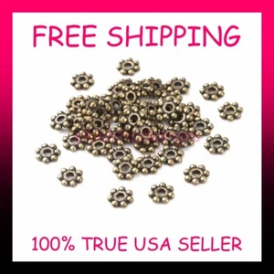 4mm 50pcs Antique Bronze Alloy Metal Tibetan Daisy Flower Spacer Beads FREE SHIP - Picture 1 of 5