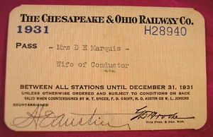 1931 C&O Chesapeake & Ohio Pass H28940 for Wife of Conductor - Bild 1 von 2