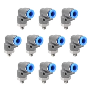 10pcs Elbow Push to Connect Air Fittings 6mm Tube OD X M5 Male Thread Grey - Picture 1 of 3