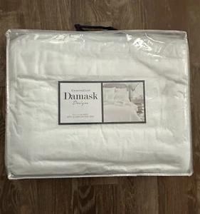 Damask Designs White - Woven Tile Print Full/Queen Comforter and Sham NWT $360 - Picture 1 of 6