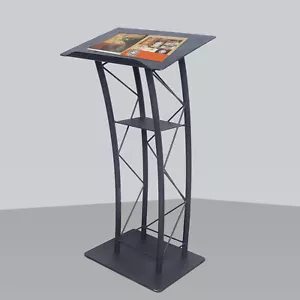 Braguero de podio de iglesia curvo de hierro forjado negro metal madera púlpito presentación NUEVO - Imagen 1 de 13