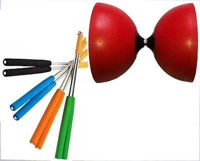 DIABOLONET-KREISZ Henrys Jazz Diabolo Rot mit Tuning Kit von Diabolonet + Henys Alustäbe 325