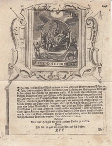 Sankta Theodote 2. August Trösterin der Gefangenen Orig Kupferstich um 1750 - Bild 1 von 1