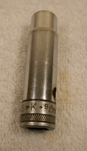 Vintage S-K 40818 9/16"" gerändelte tiefe Buchse, 1/2"" Antrieb, 12 Punkt - Bild 1 von 4