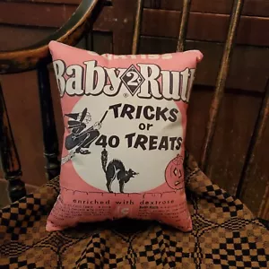 VINTAGE PRIMITIVE RETRO STYLE HALLOWEEN BABY RUTH CANDY BOX ADVERTISING PILLOW - Picture 1 of 13