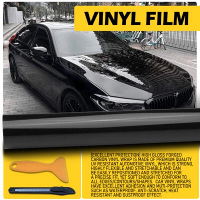 Gloss Black Vinyl Automotive Wrap Film Roll Car Wrap Stickers 59IN x 11.8IN - image 1 of 4