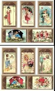 Mini Victorian VALENTINE 'Postcard Images' for SCRAPBOOKING CARDS + 5 Pages - Foto 1 di 7