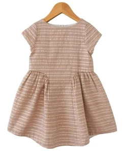 Lili Gaufrette Girls Dress Size 4 yrs Metallic Print Cap Sleeve Rose Gold - Picture 1 of 5