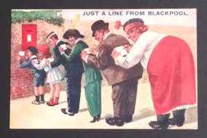 Just A Line From Blackpool Humor Funny Comic Corona Postcard c1910s - Picture 1 of 3