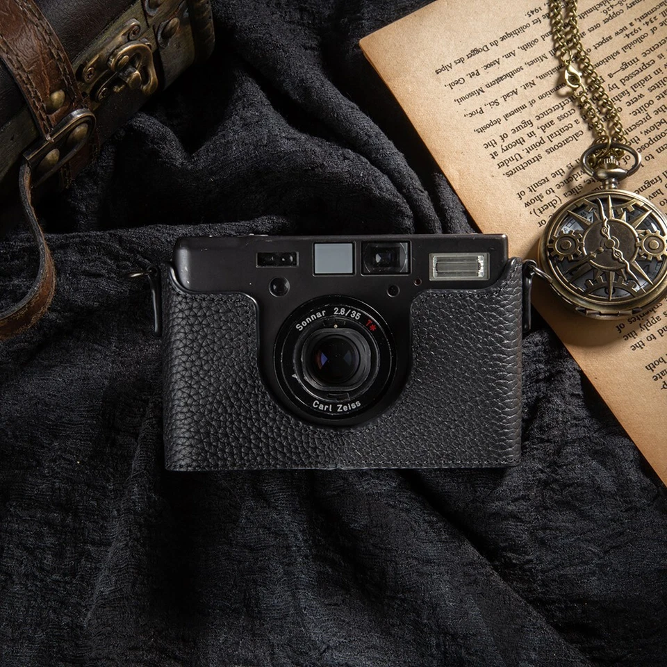 Funda bolsa funda media cámara cuero real genuino vintage hecha a mano para Contax T3 Foto 1 de 1