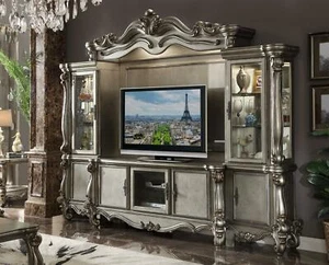 Wohnwand TV-Wand Anbauwand Wohnzimmer Schrank Geschnitzte Möbel Regal Klassisch - Bild 1 von 1