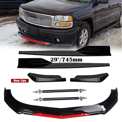Front Rear Bumper Lip Spoiler Splitter Glossy Black For GMC Sierra 1500 Body Kit Foto 1 de 4