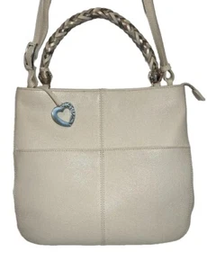 BRIGHTON BARBADOS BAHAMAS TOP HANDELED TOTE WHITE LEATHER CROSSBODY MSRP $395 - Picture 1 of 10