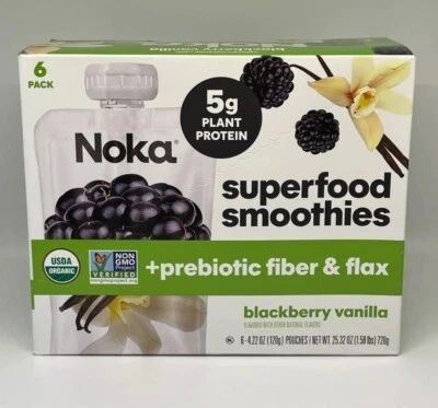 Bolsas de batidos Noka Blackberry Vanilla Superfood, veganas, 4,22 oz, 6 paquetes Foto 1 de 4