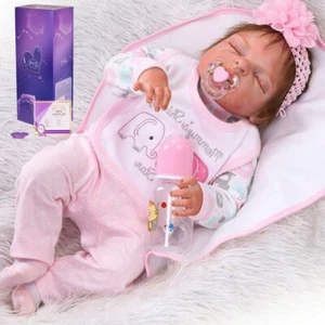 22" Real Life Reborn Baby Dolls Vinyl Full Body Soft Silicone Newborn Girl Doll - Picture 1 of 8