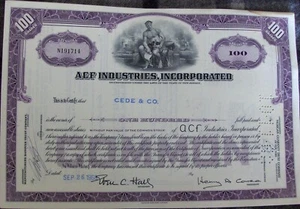 Stock certificate ACF Industries, Inc. Payee Cede & Co - Picture 1 of 2