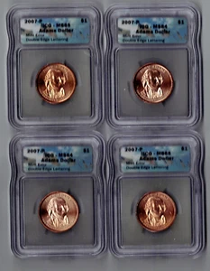 2007 John Adams Presidential Dollar Double Edge Lettering MS64 / MS65 Lot of 4 - Picture 1 of 2