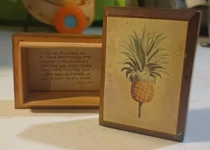 Small Wooden Pineapple Annabella Box Hand Made In Caribbean Trinket Box 1987 - Picture 1 of 9