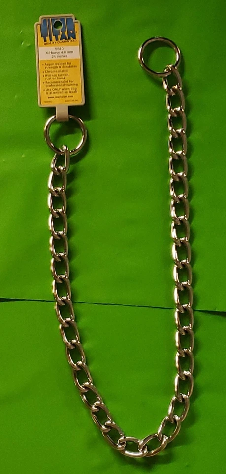 Collar de cadena de entrenamiento Titan X-Heavy 4,0 mm plateado 24 pulgadas Foto 1 de 2