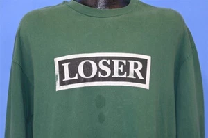 vtg 90s LOSER PHUC CLOTHING LOGO SKATE GREEN LONG SLEEVE SKATEBOAD t-shirt L - Picture 1 of 6