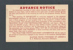 1944 Jackson Mi Master Photo Finishers Of America Meeting Notice - Picture 1 of 1