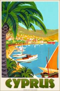Póster de viaje Chipre Oriente Medio Mediterráneo Roger Broders estampado Art Deco 313 - Imagen 1 de 2