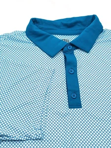 Polo da golf Graham Luxe grande TEAL geometrica manica corta performance polo elasticizzata - Foto 1 di 7