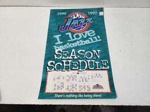 VINTAGE NBA UTAH JAZZ 1996-1997 SEASON SCHEDULE PROMO POSTER 22X14 - Picture 1 of 9
