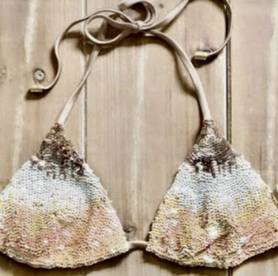 NWT Beach Bunny Sequin Nude Top & Bottom SMALL - Image 1 of 4