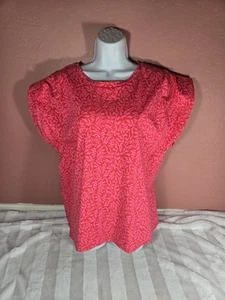 Chico’s Women’s Island Tuck Sleeve Tee Size 3 XL Shirt Red & Pink Print Resort - Picture 1 of 1