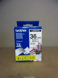 Ruban TZ laminé noir sur blanc Brother P-Touch TZ-261 8m 36mm - comme neuf da... - Afbeelding 1 van 6