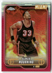 2025 Topps Chrome NBA Basketball No. 9 Alonzo Mourning Pink Refractor - Bild 1 von 2