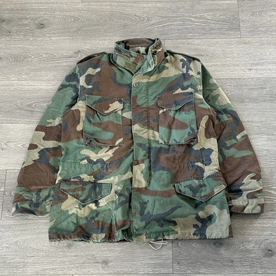 Vintage M-65 Field Jacket Men’s Large Reg Woodland Camouflage Cold Weather Coat - Image 1 of 4