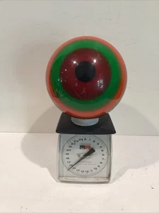 Vintage Ebonit 15,75 Pfund psychedelisch gestreift mehrfarbig Augapfel Bowlingkugel gebohrt - Bild 1 von 8