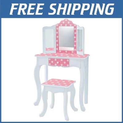 Juego de tocador de juego de 2 piezas con cajón de almacenamiento para niñas Foto 1 de 4